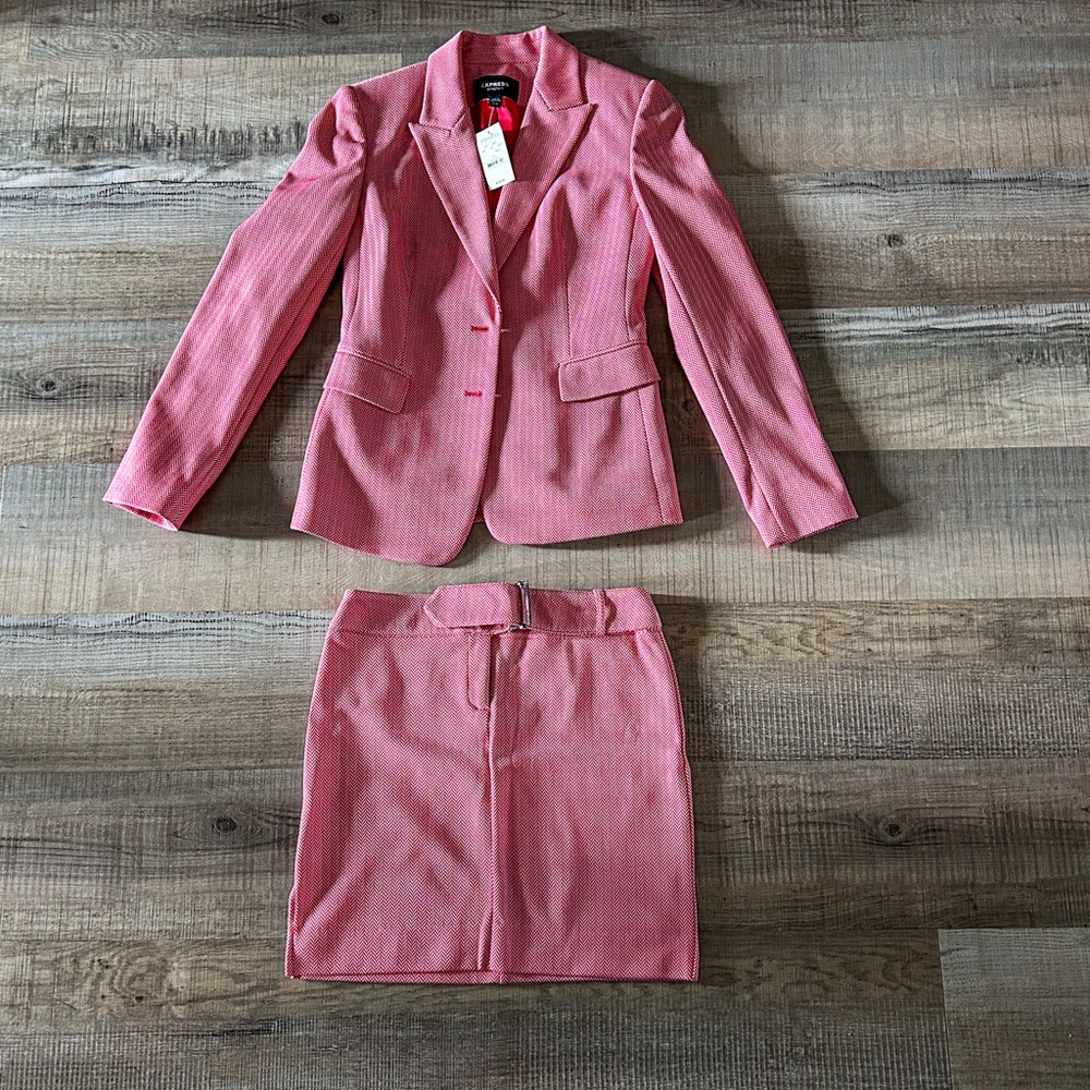 Women’s red and white skirt suit.  NWT and NWOT.
